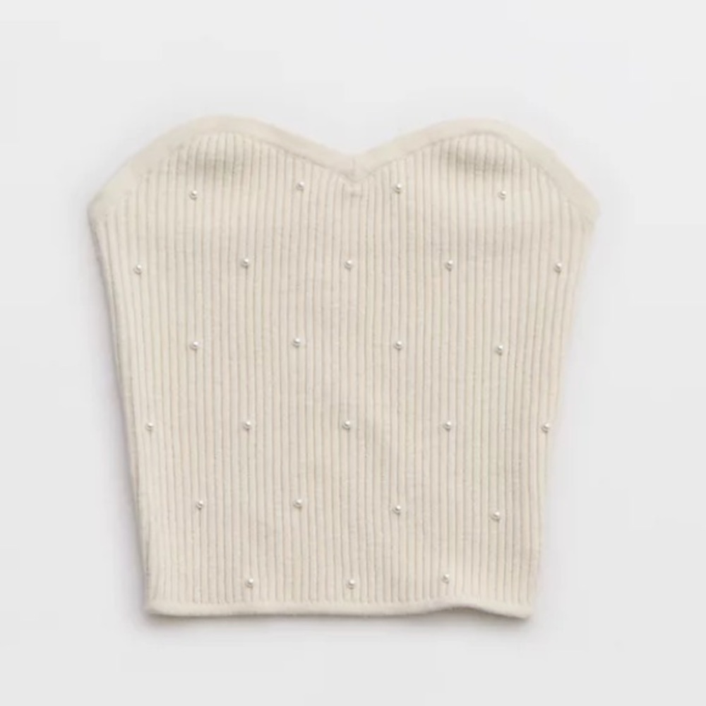 NWT Aerie Pearl Ribbed Sweater Tube Top size L